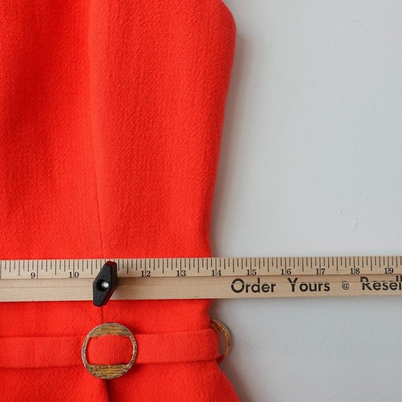 VINTAGE Red Dress Small Red Flared Wool Buckle Parisian ALAIN ARNAUD VHTF RARE - Picture 5 of 13